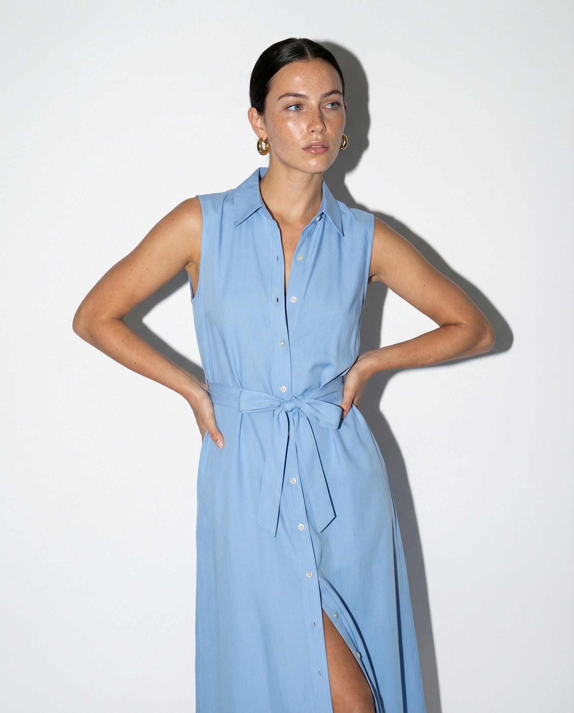 sleeveless shirt dress midi The Light Blue / XL Color:White Club Dress Stop buying store-bought dressing. YGroup_arwen-denim-mini-dress 6% polyester