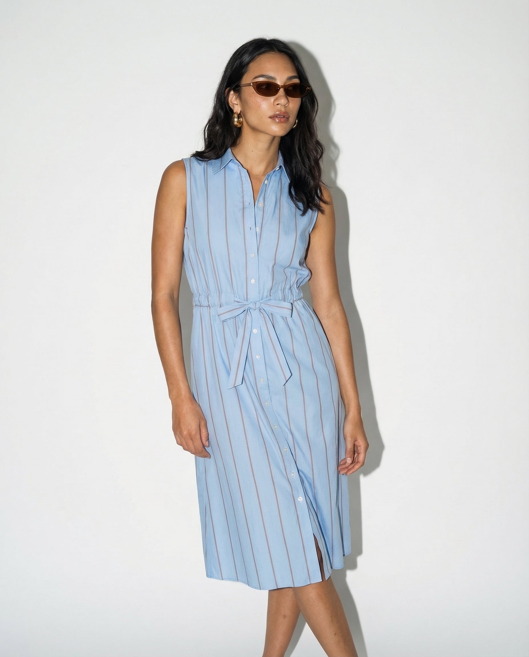The Sleeveless Midi Dress Light Blue/Taupe / XL
