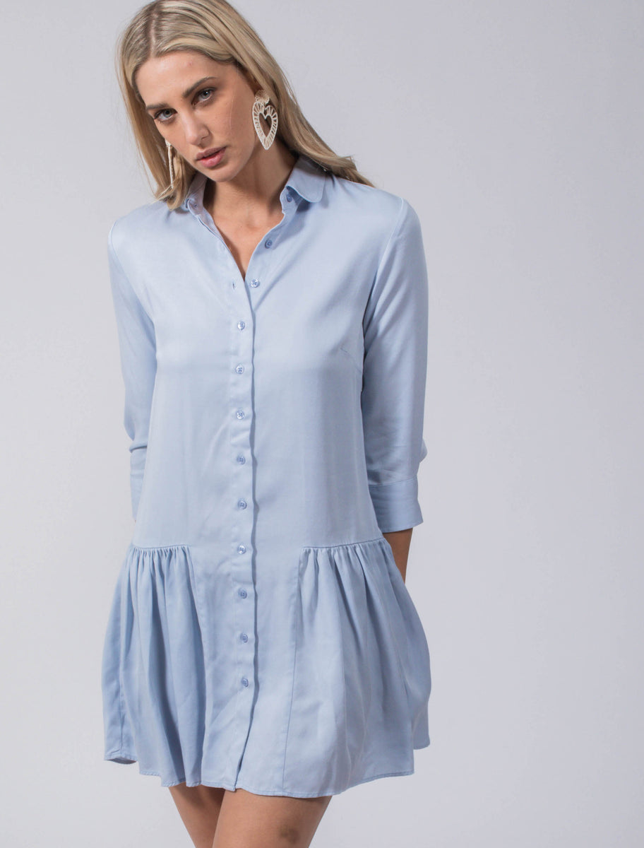 Blue Stripe Drop Waist Shirtdress