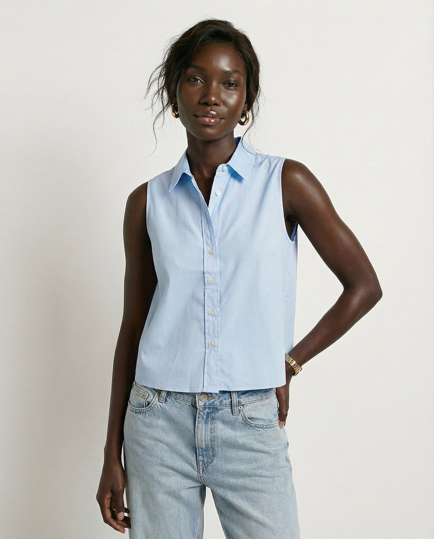 The Boxy Cropped Sleeveless Shirt