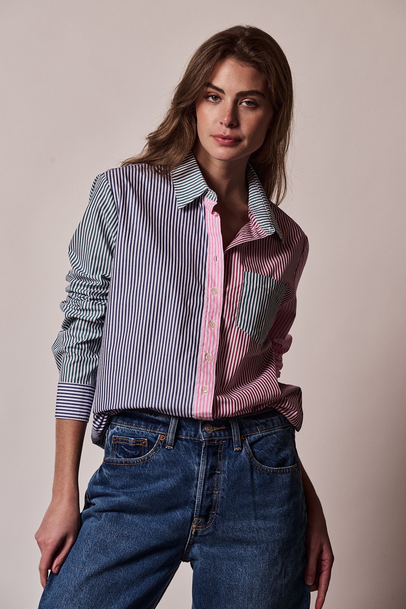 The Boyfriend Shirt in Multicolor Stripe
