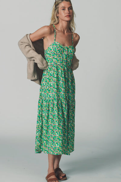 green emerald velvet dress Liana Midi Dress