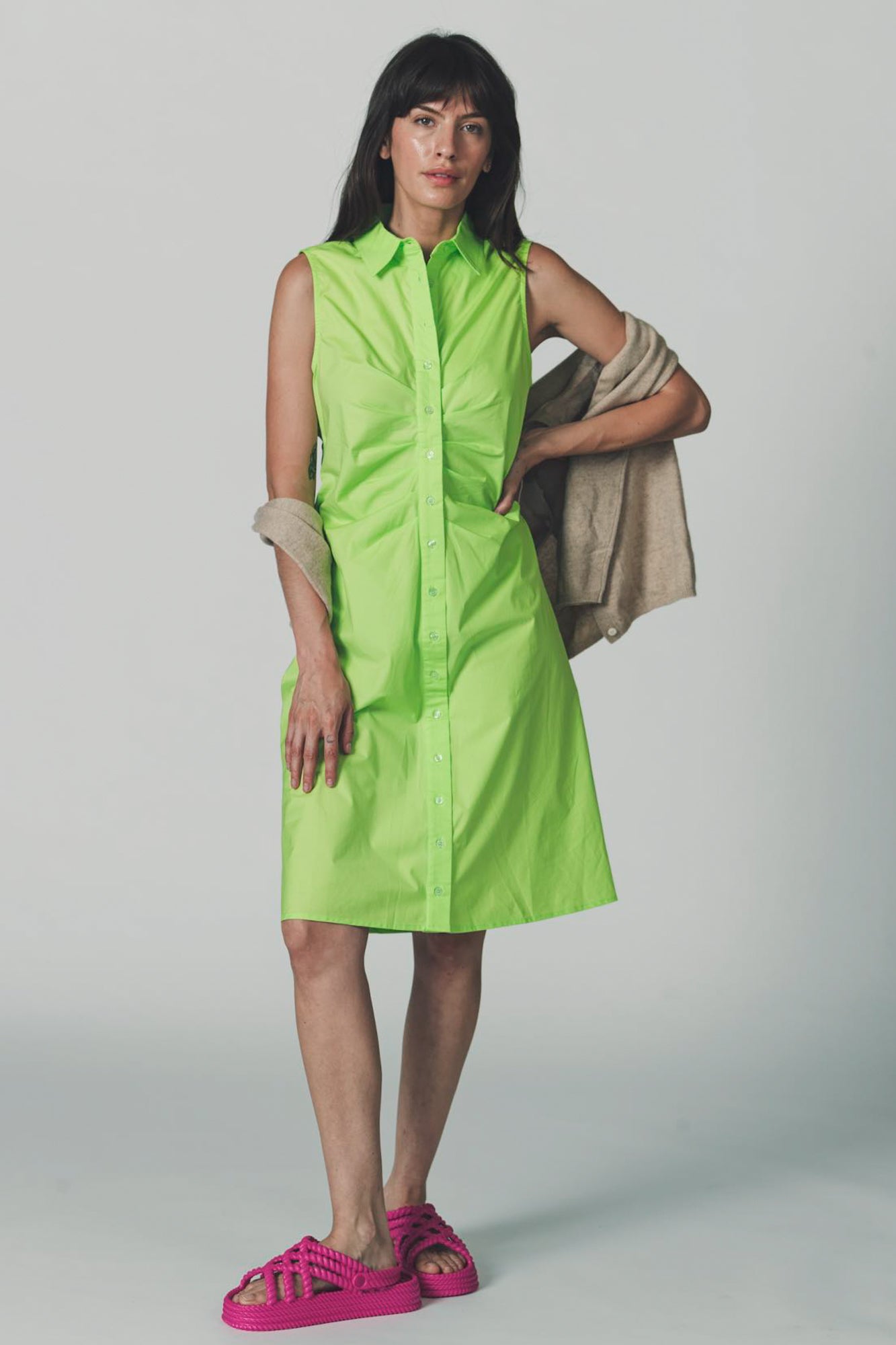 shirt dresses fashion The Ashley Dress Lime / XS regular-sale 5 Dos & Don'ts All buttons are tonal Color:Purple Blue