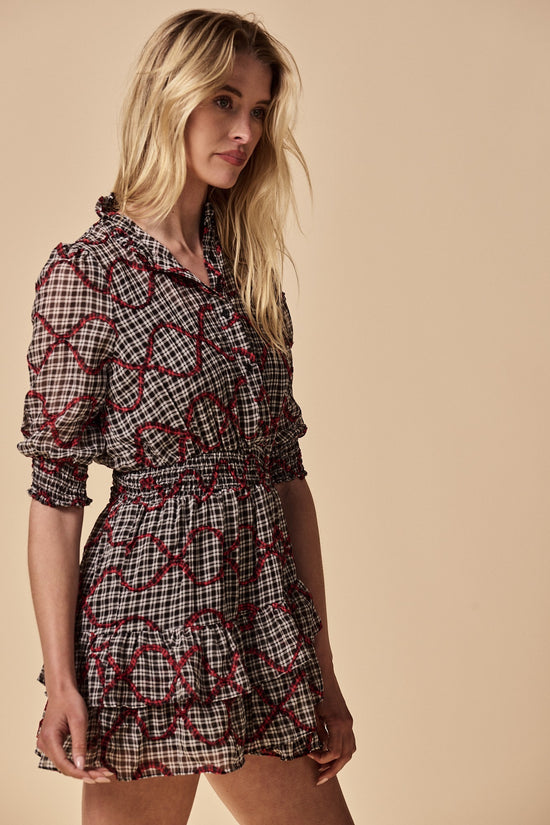 The Tiered Mini Dress in Red Ribbon