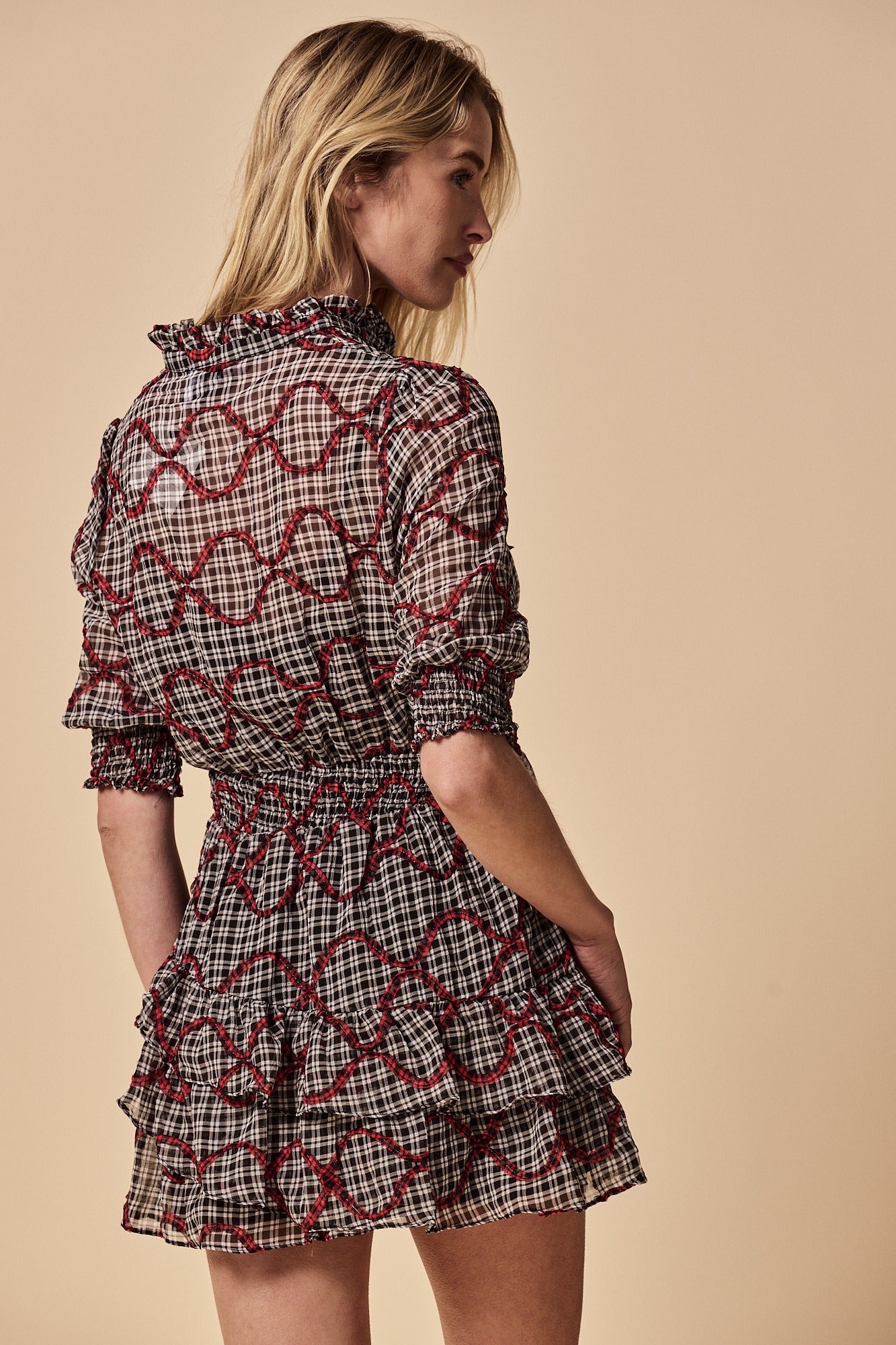 The Tiered Mini Dress in Red Ribbon