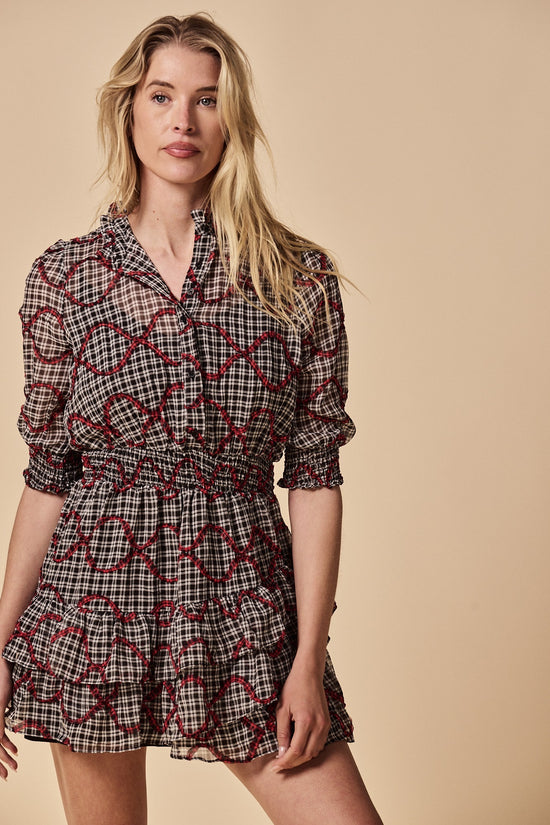 The Tiered Mini Dress in Red Ribbon