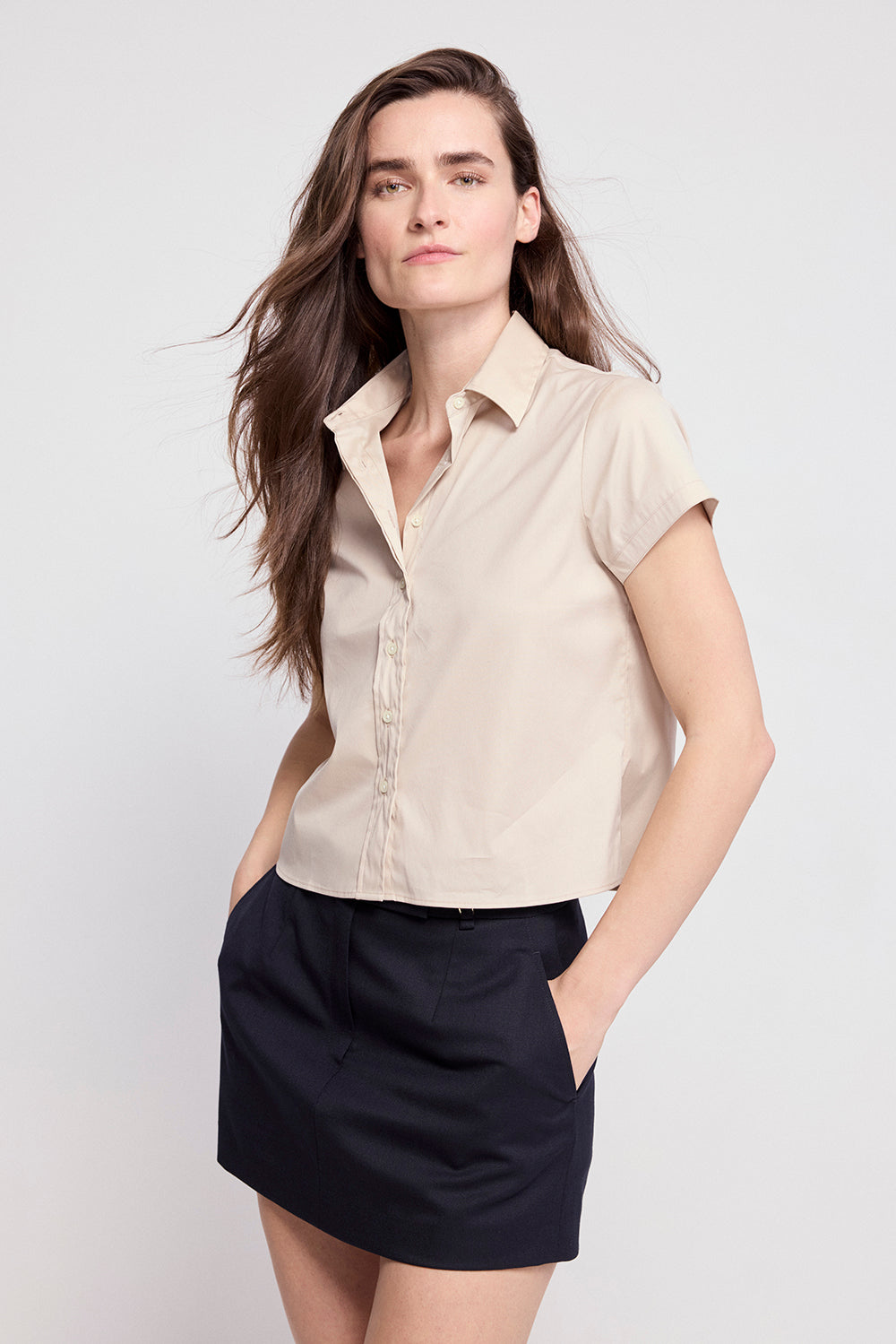 The Boxy Short Sleeve Cropped Shirt