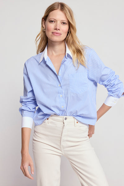 Cotton On cropped striped T-shirt in blue