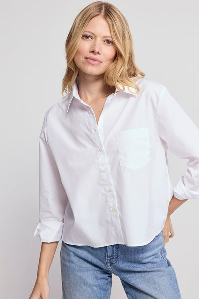 The Shirt by Rochelle Behrens Women's The Long Sleeve Boxy Crop - White