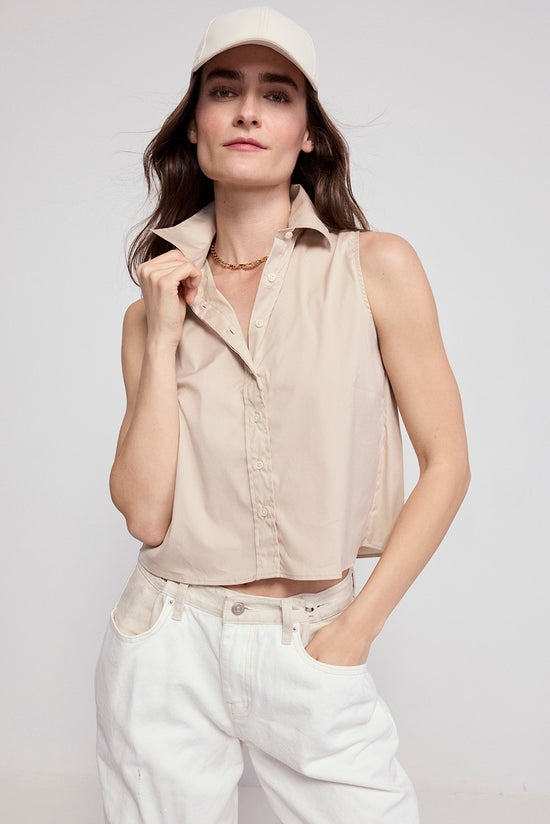 The Boxy Cropped Sleeveless Shirt