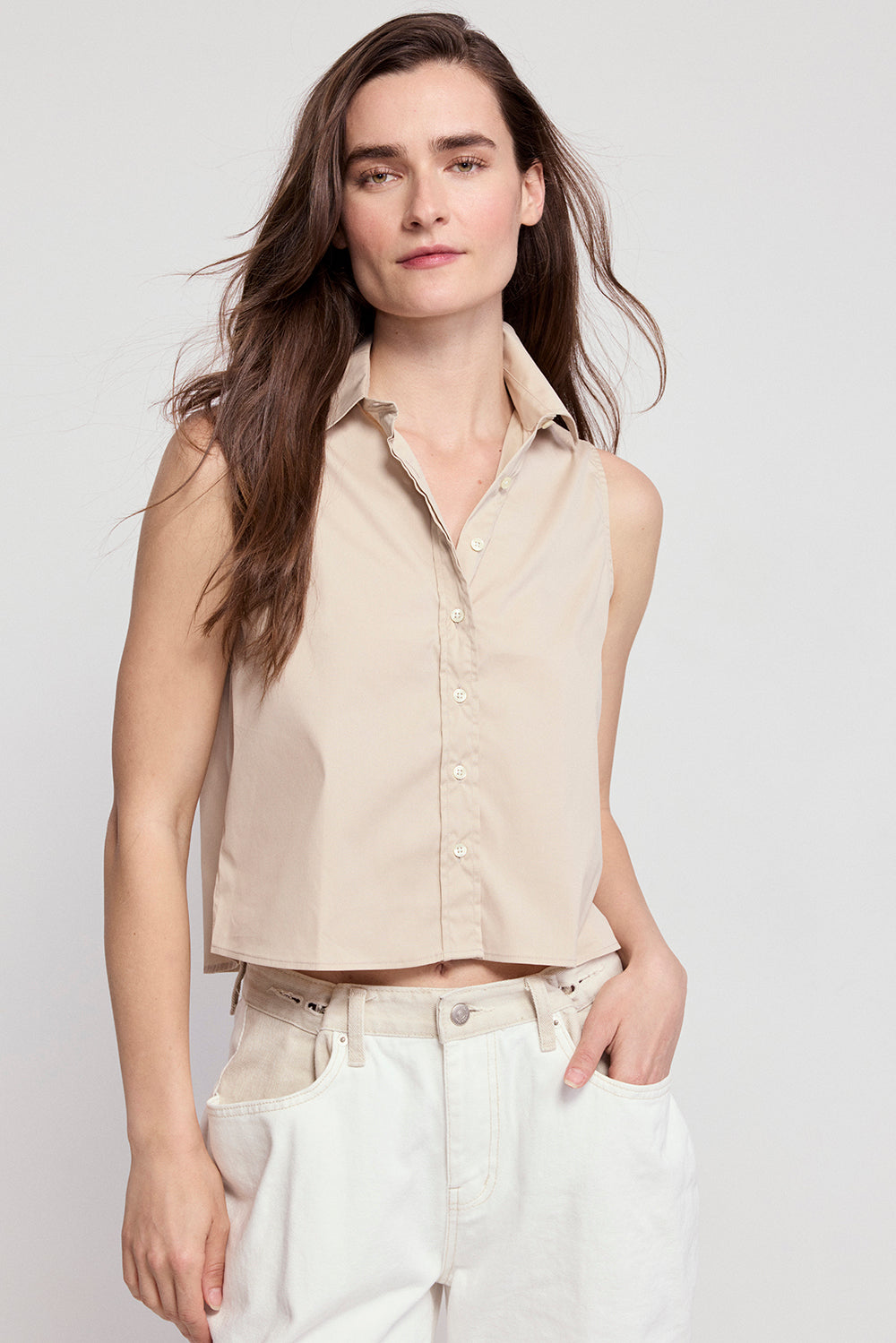 The Boxy Cropped Sleeveless Shirt
