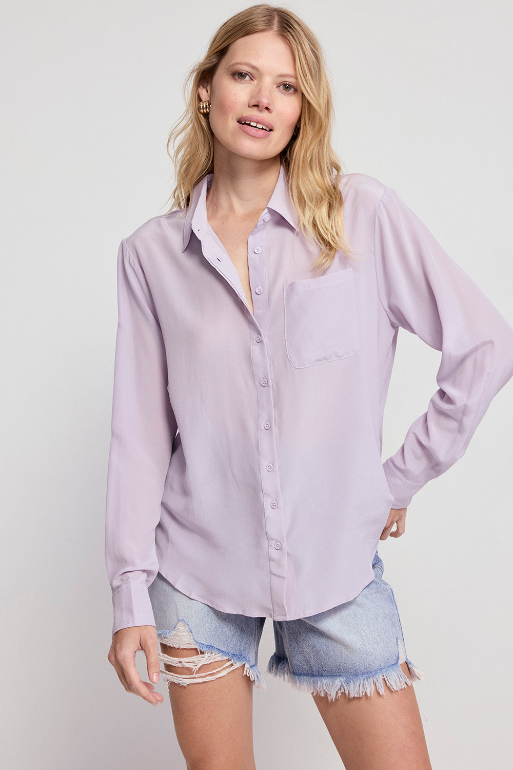 The Shirt Washable Silk Lavender XS The Shirt Washable Silk Lavender XS