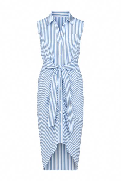 The Sleeveless Wrap Front Dress Blue/White / L