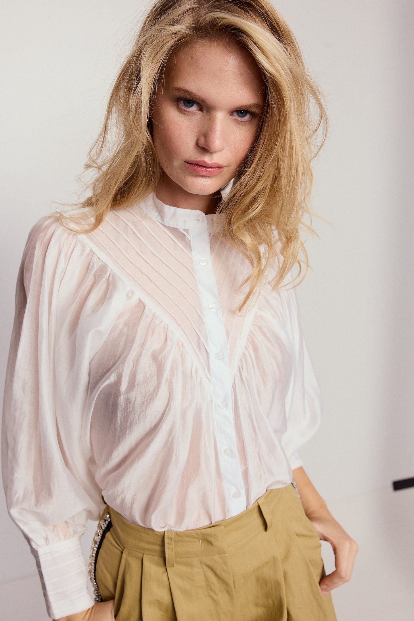 The Shirt by Rochelle Behrens Women's The Shiv Ruffled Shirt - White