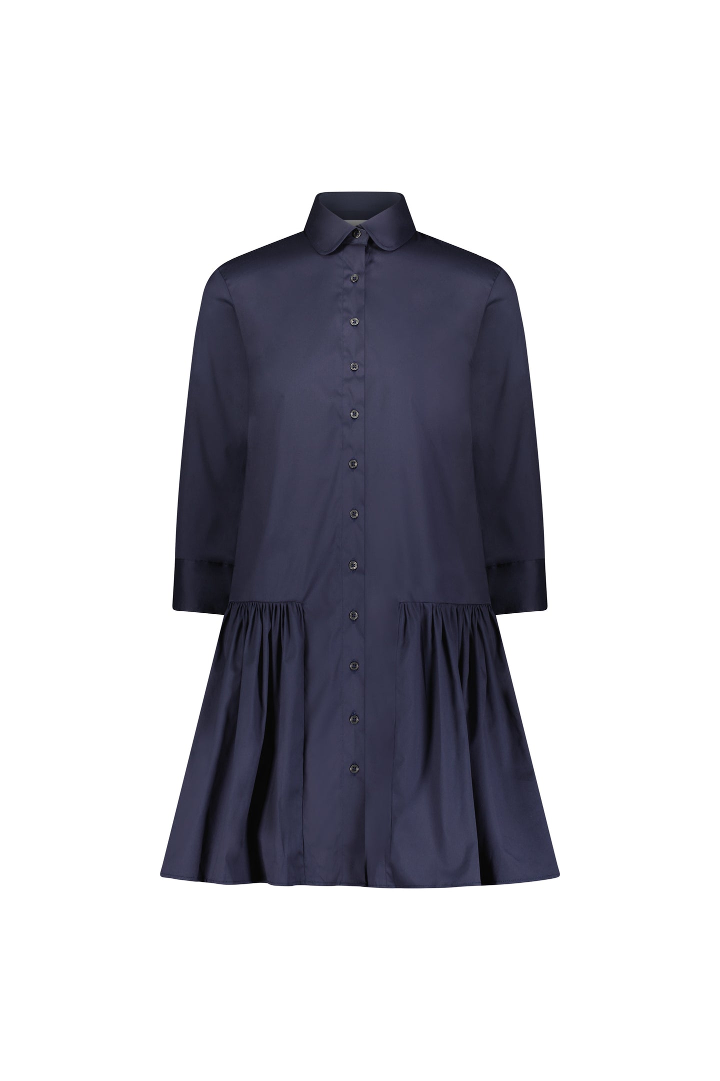 The Long Sleeve Drop Waist Shirt Dress Navy / XS The Long Sleeve Drop Waist Shirt Dress Navy / XS