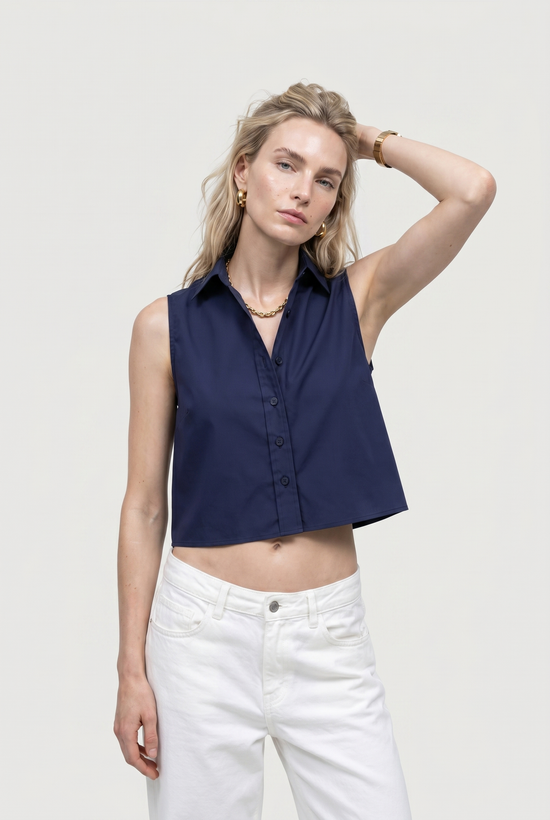 The Boxy Cropped Sleeveless Shirt