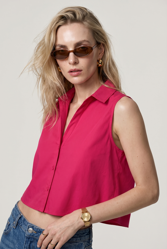 The Boxy Cropped Sleeveless Shirt