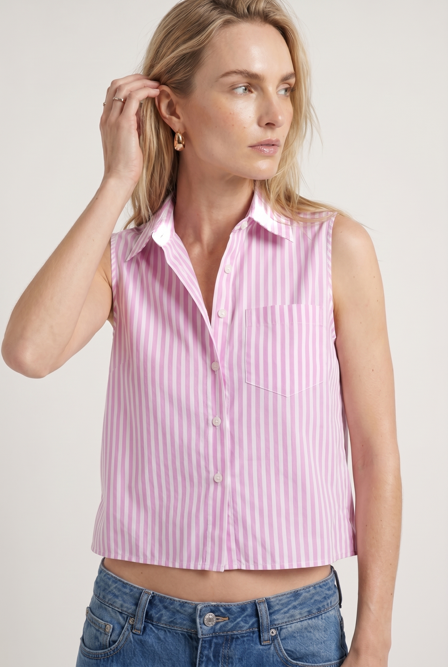 The Boxy Cropped Sleeveless Shirt