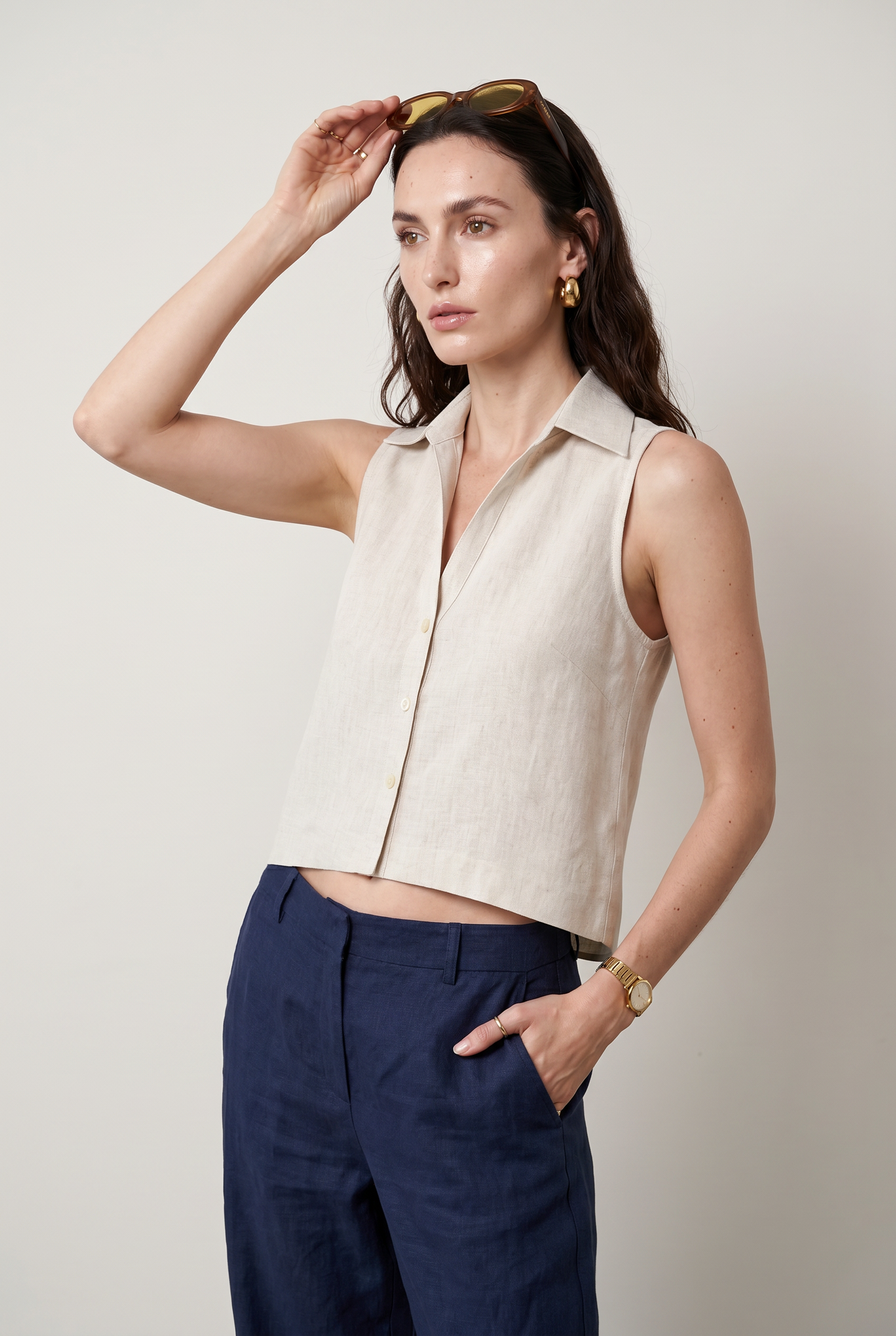 The Boxy Cropped Sleeveless Shirt