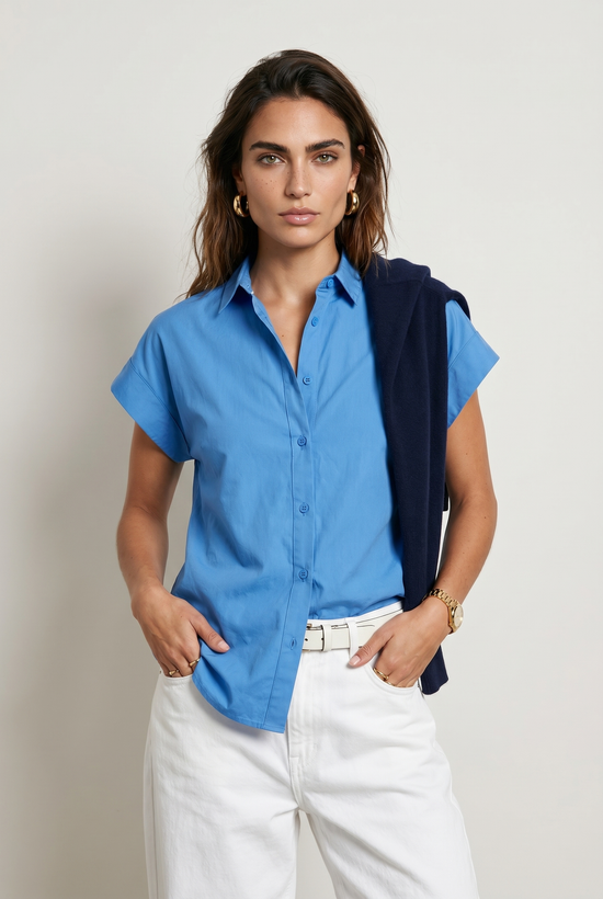 The Short Sleeve Boyfriend Shirt in Cotton