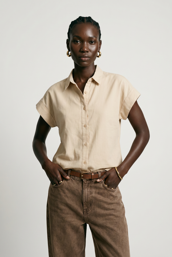The Short Sleeve Boyfriend Shirt in Cotton