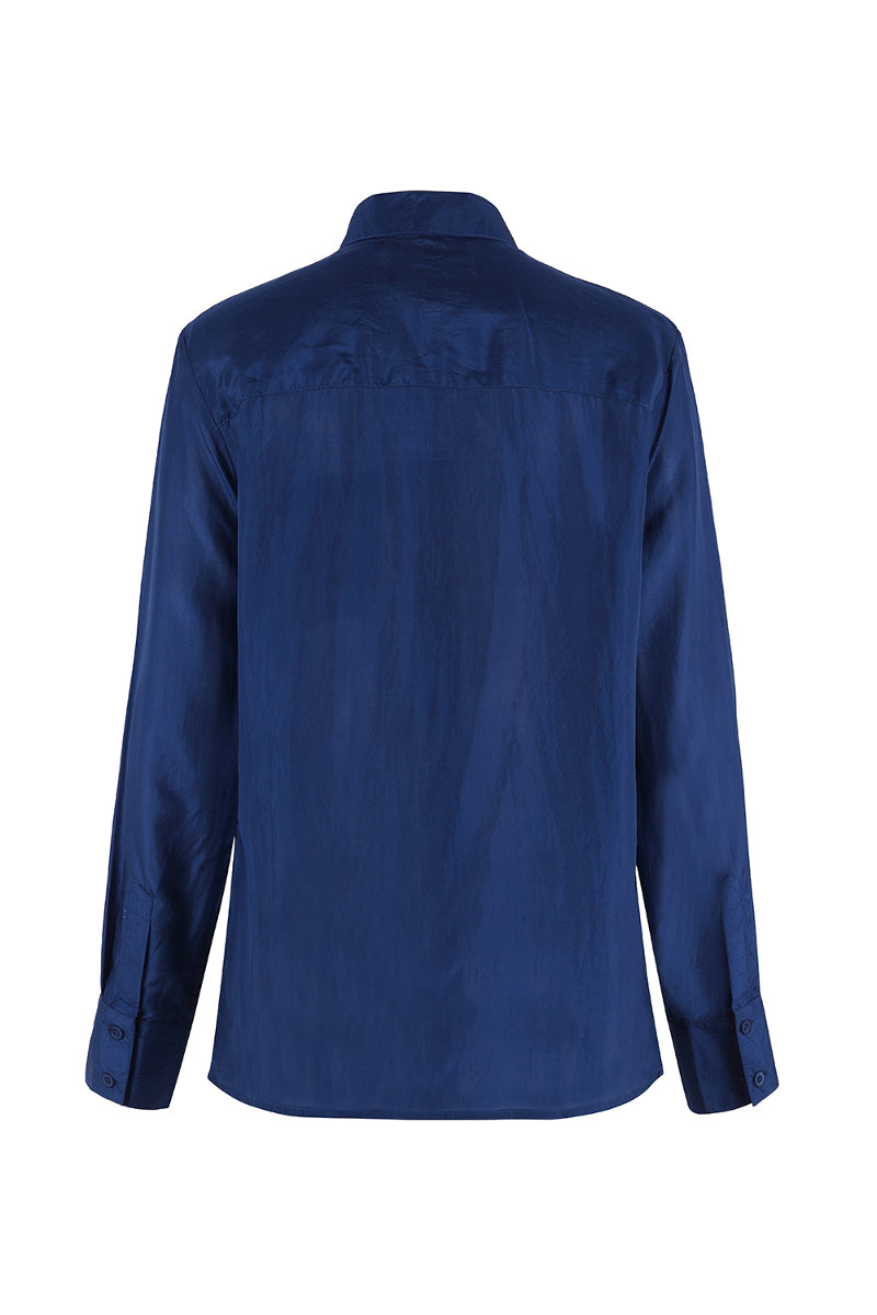 The Shirt by Rochelle Behrens Women's The Silk Shirt - Blue - Shirts The Shirt by Rochelle Behrens Women's The Silk Shirt - Blue - Shirts