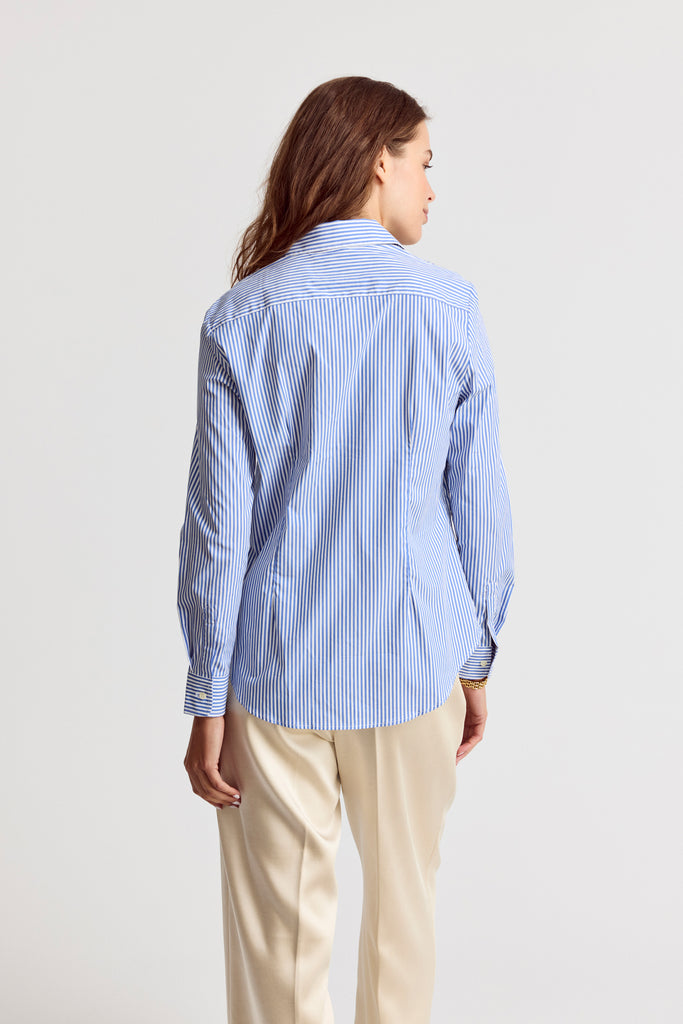 The Shirt by Rochelle Behrens - The Boyfriend Shirt - Blue/White Stripe