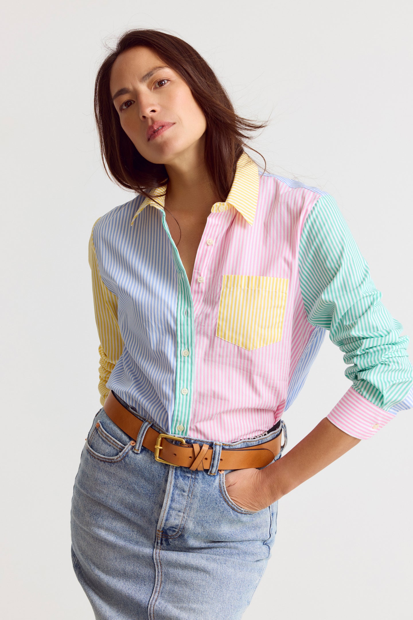 The Boyfriend Shirt in Multicolor Stripe