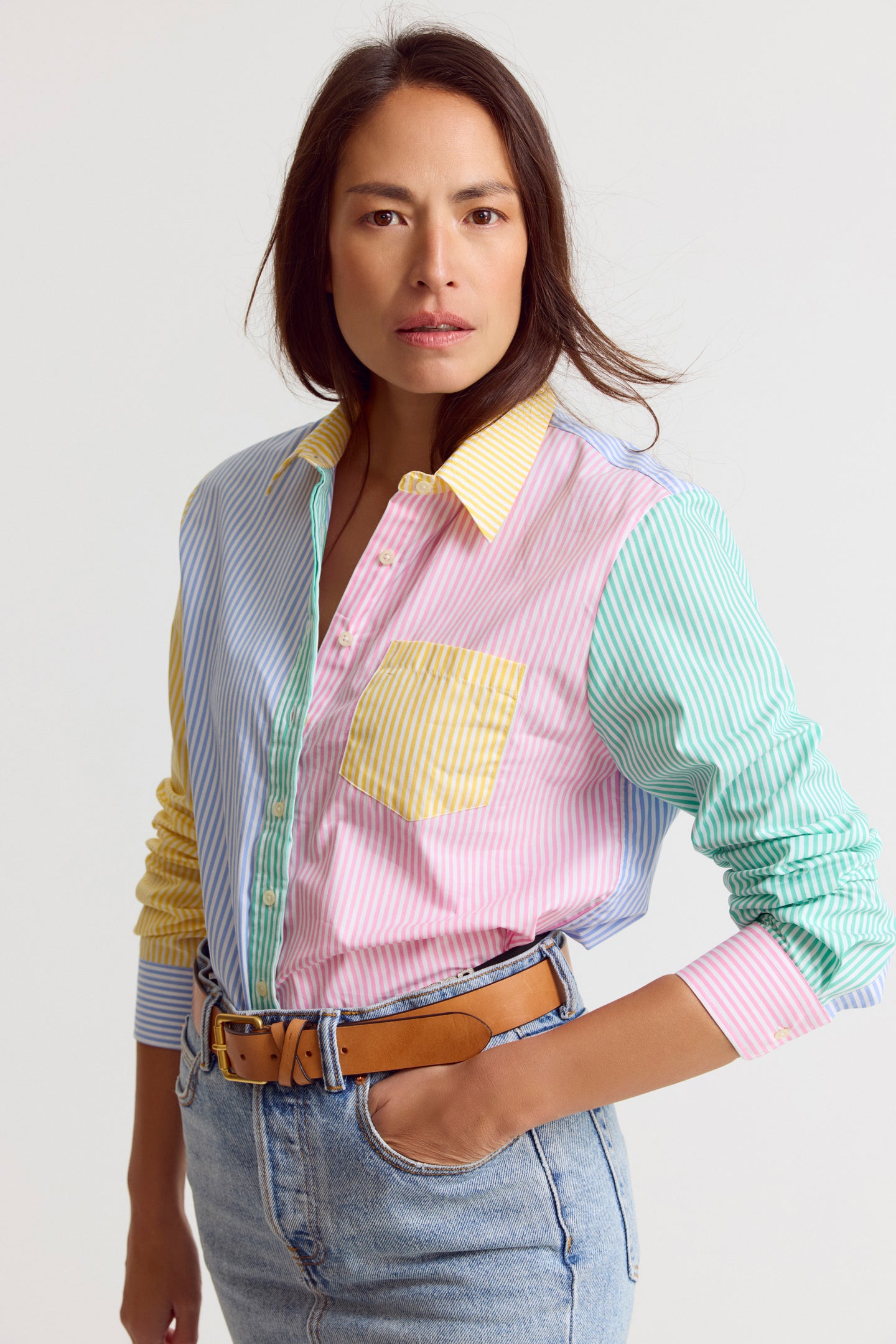 The Boyfriend Shirt in Multicolor Stripe