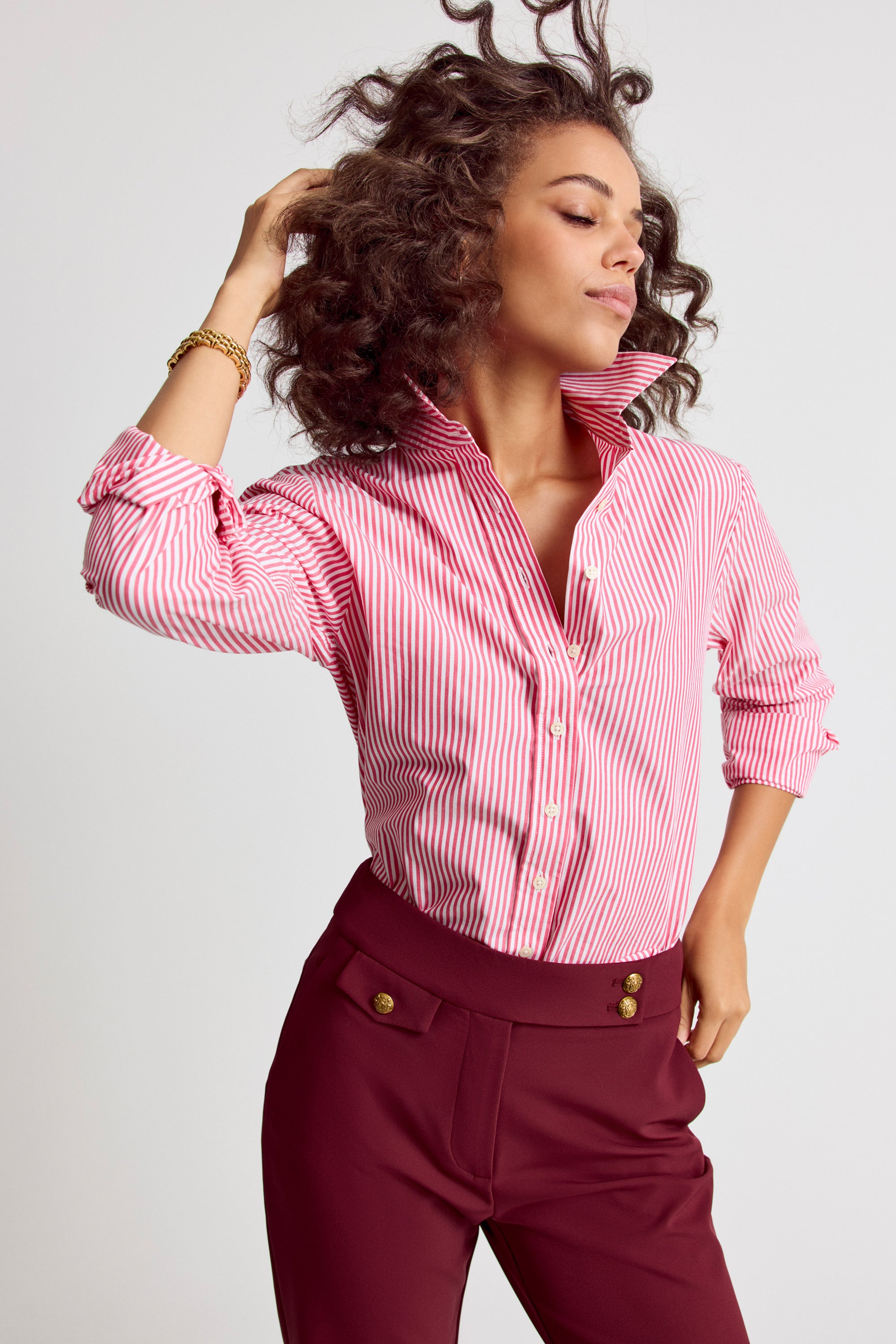 The Shirt by Rochelle Behrens - The Icon Shirt in Stripe - Red