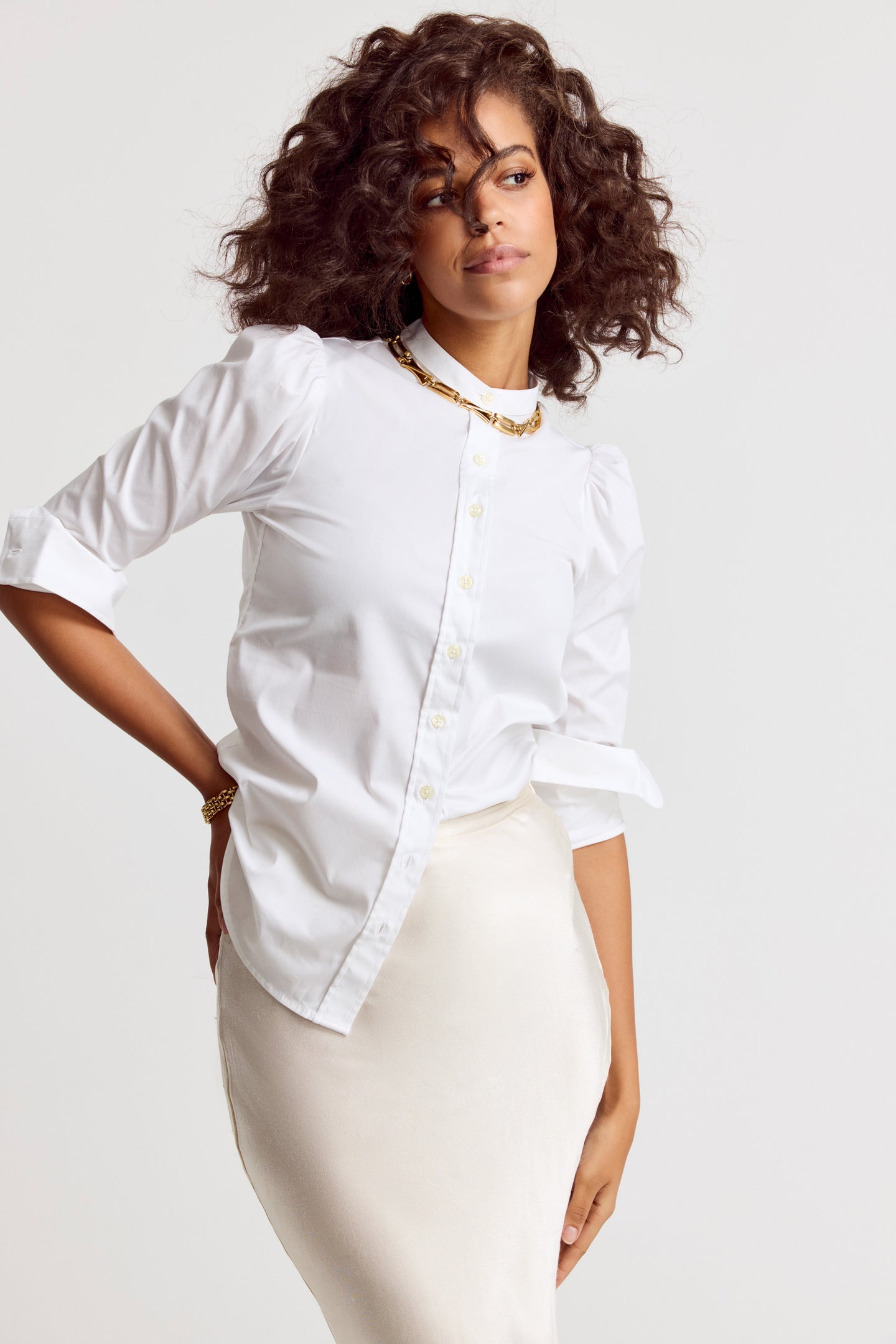 The Puff Shoulder Shirt in White