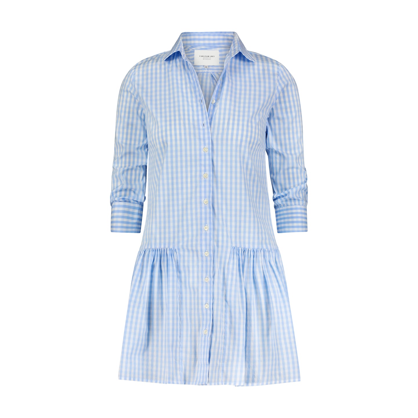 blue check shirt dress Collared Cocktail Dress in Large Blue Check 6