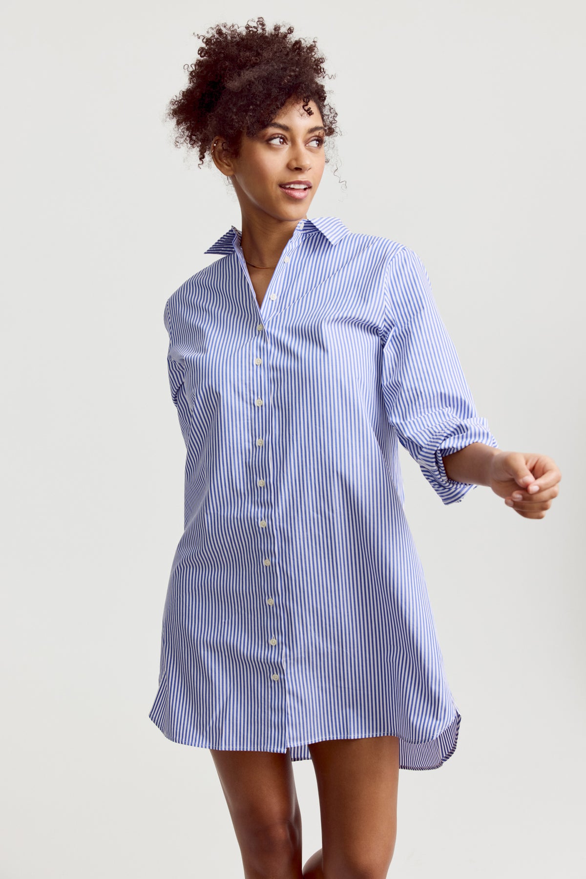 blue white striped t shirt dress The WFH Long Sleeve Backless Dresses Size:Medium Tall Pre-Fall Apparel H&m striped Ridiculously flattering thanks to