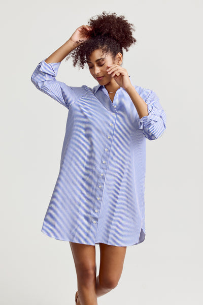 blue and white t shirt dress The WFH Dress