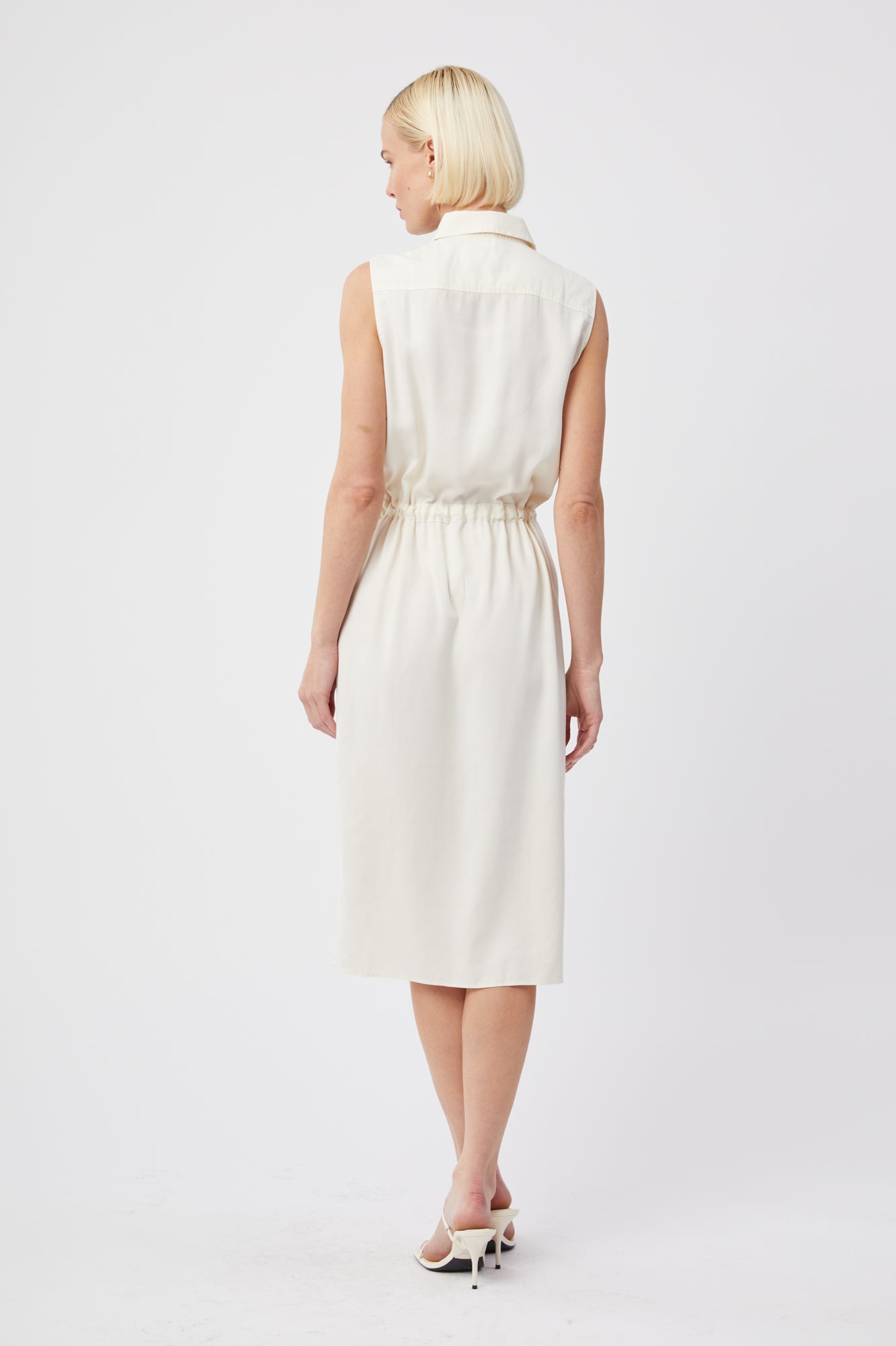 The Sleeveless Shirtdress w/ Tie Waist