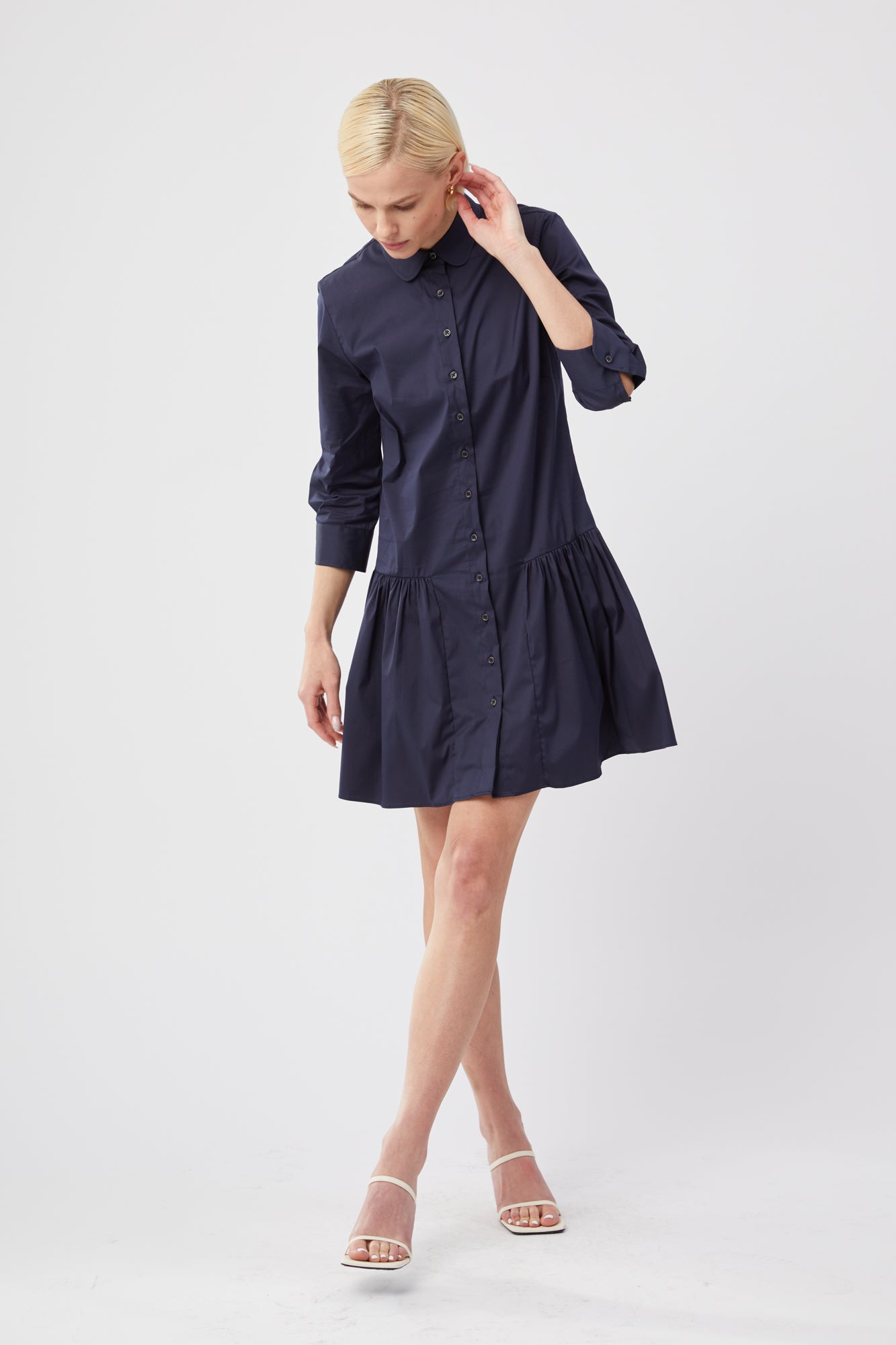 The Drop Waist Shirt Dress Navy / L The Drop Waist Shirt Dress Navy / L