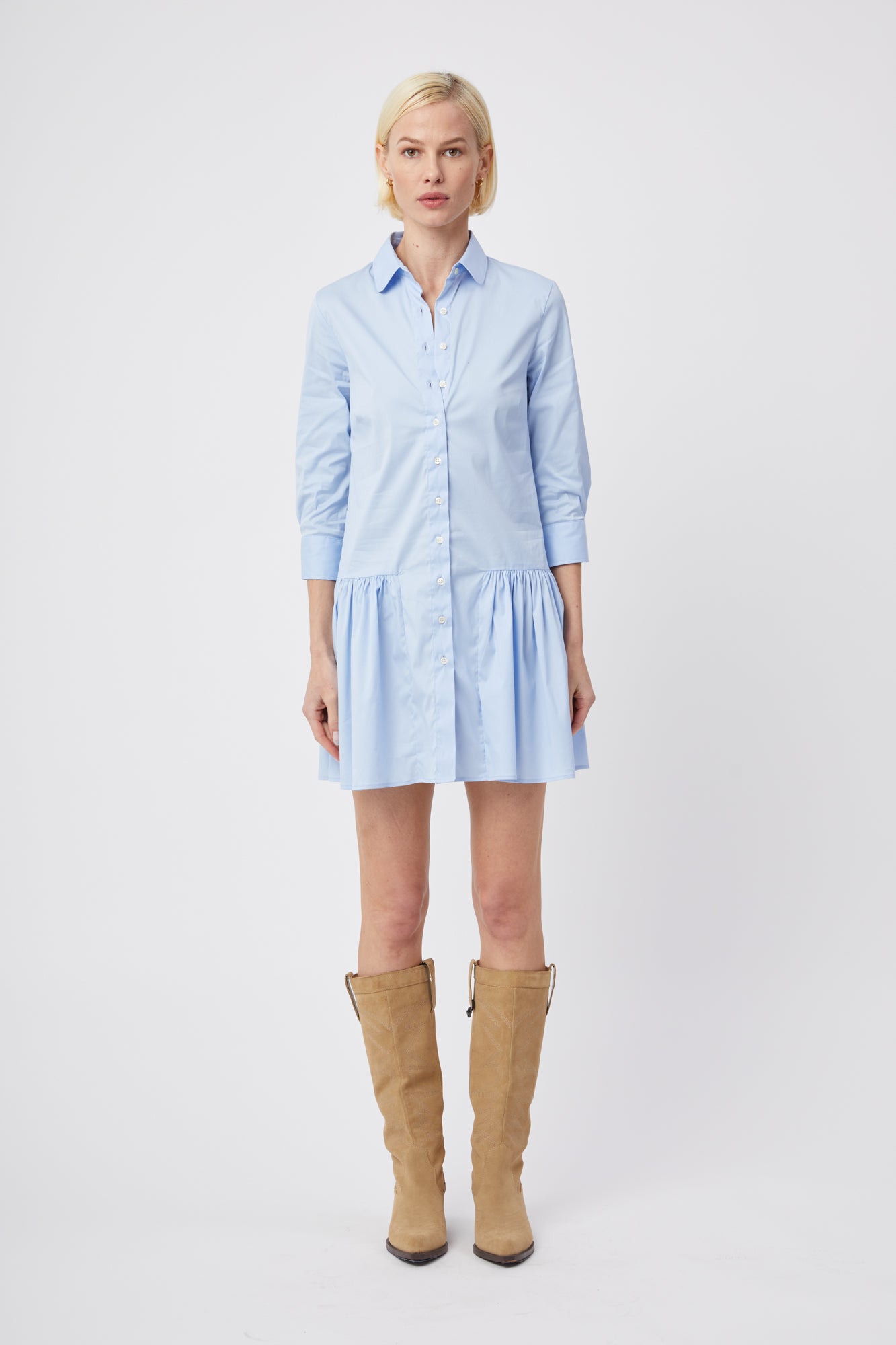 The Drop Waist Shirt Dress Blue Dawn / L