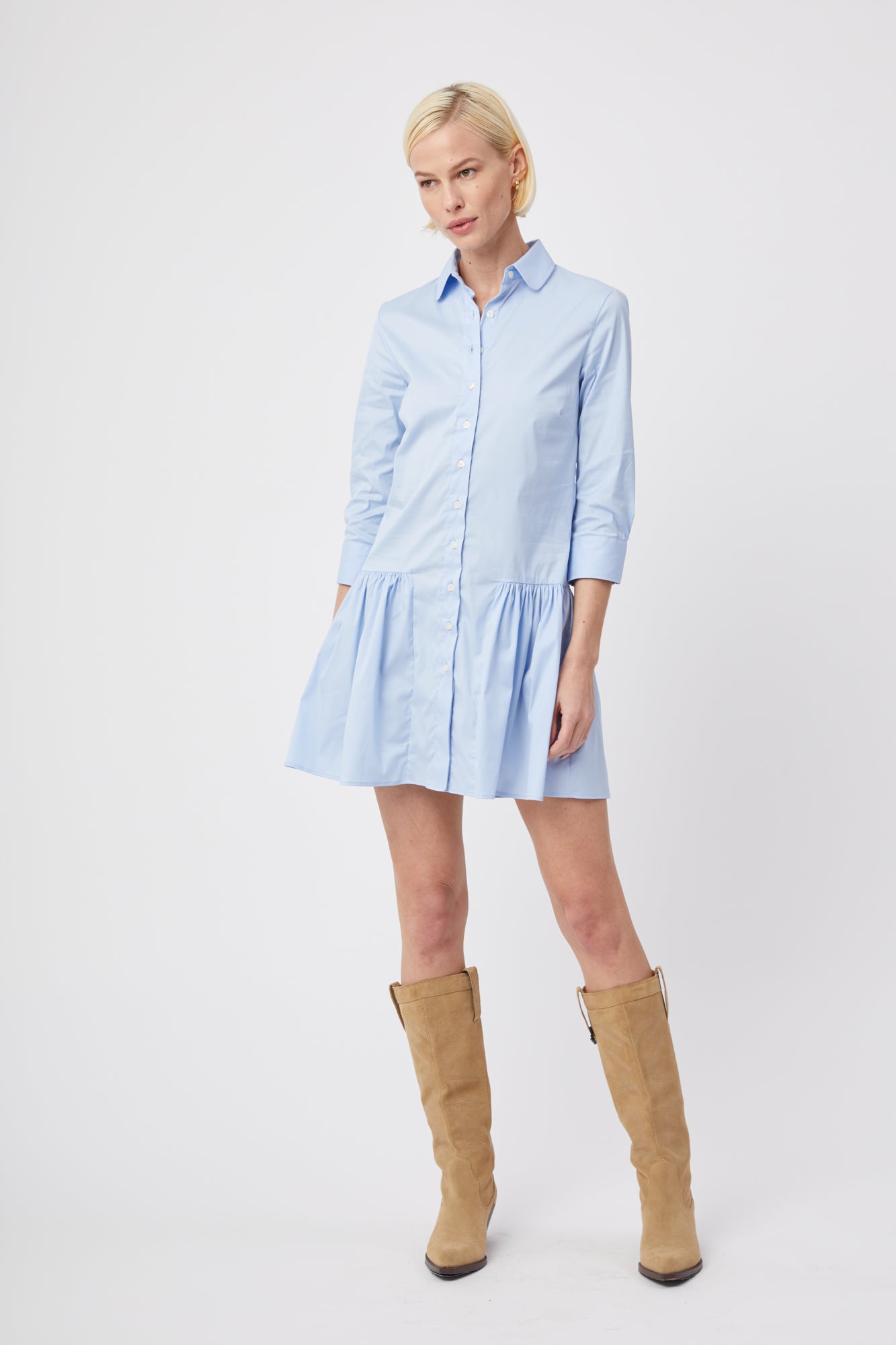 The Drop Waist Shirt Dress Blue Dawn / L The Drop Waist Shirt Dress Blue Dawn / L