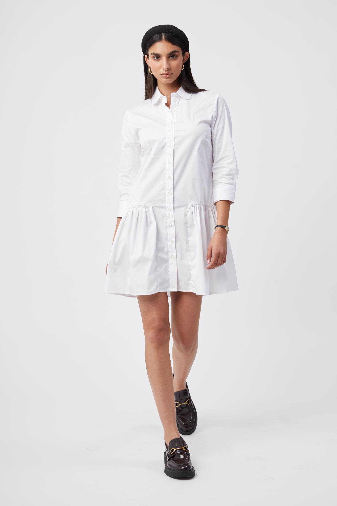 The Drop Waist Shirt Dress White / XXL