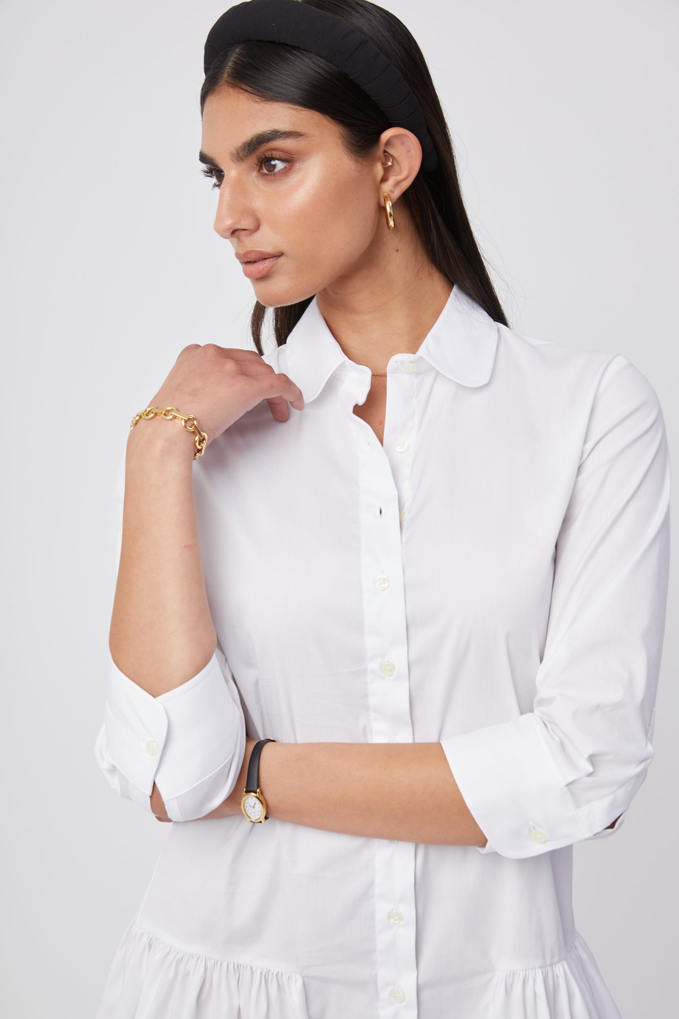 Buy White Cotton Blend Plain Spread Collar Front Zipper Shirt Dress For  Women by Krati Jain Online at Aza Fashions.