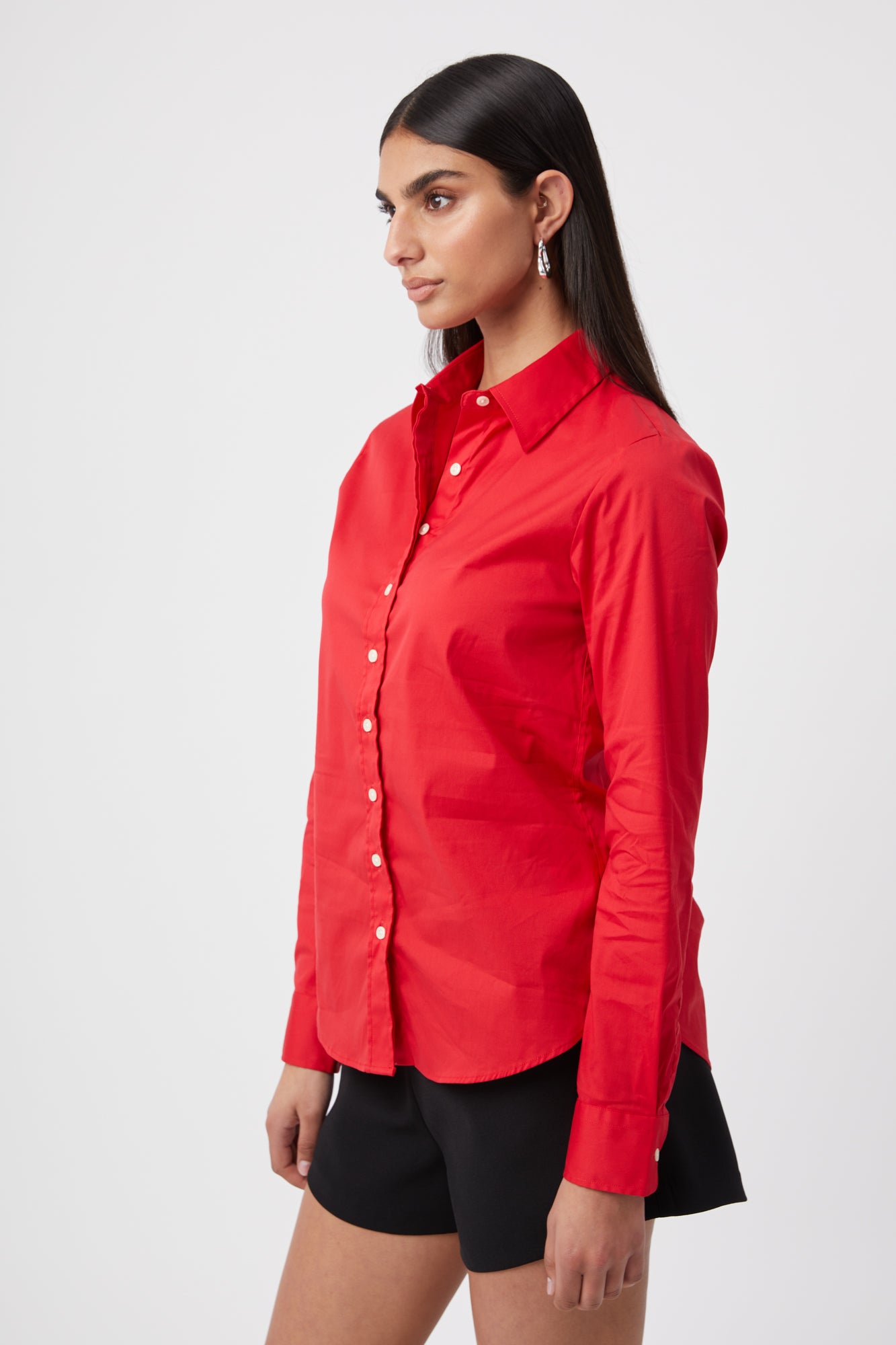 red dress shirt women's Ryrjj Womens Button Down Shirts Casual Long Sleeve Blouses V Neck Dress Shirt Collared Office Work Tops(Red,S), Women's, Size: Small