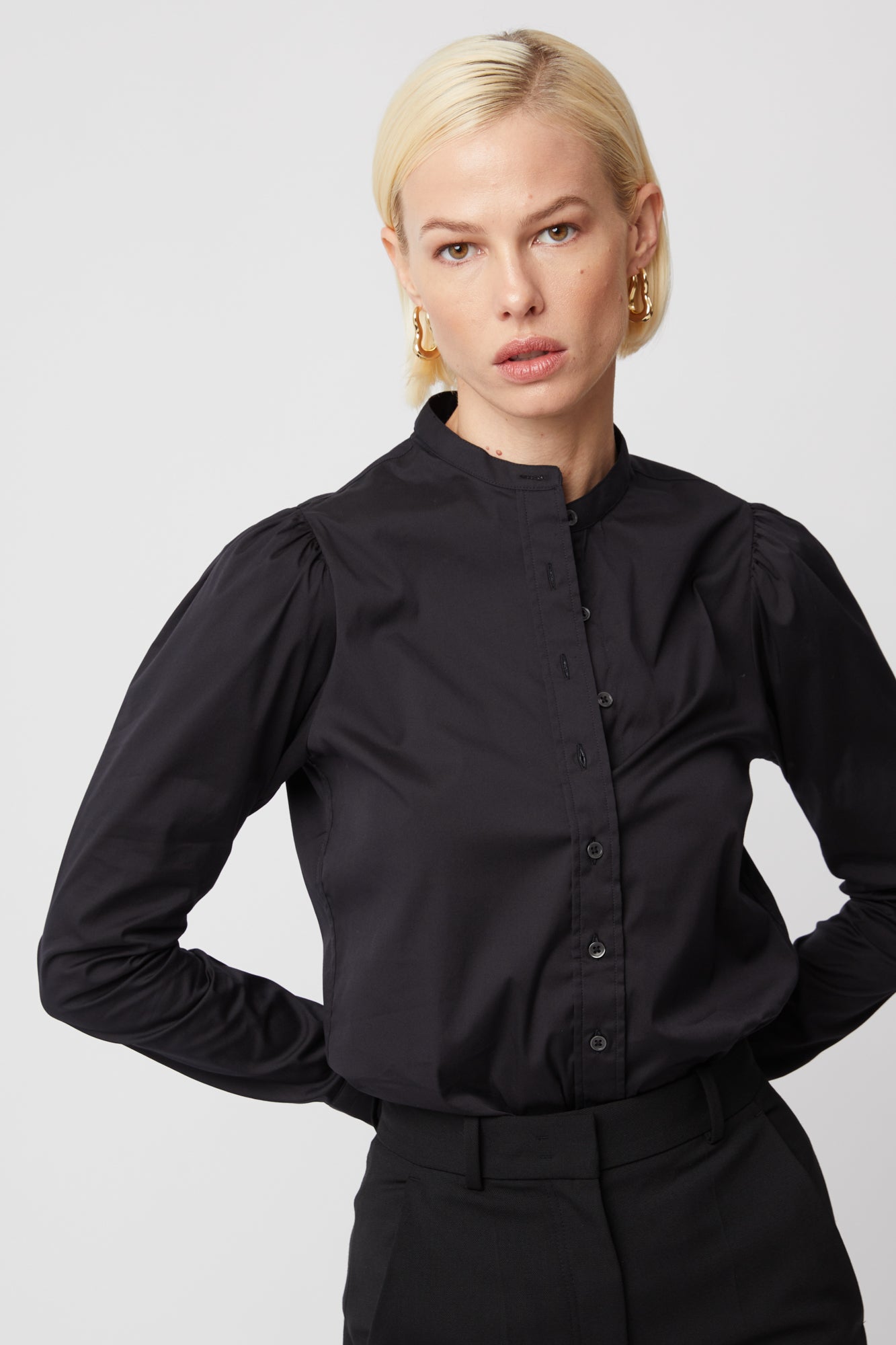 The Shirt by Rochelle Behrens The Puffed Shoulder Shirt Black