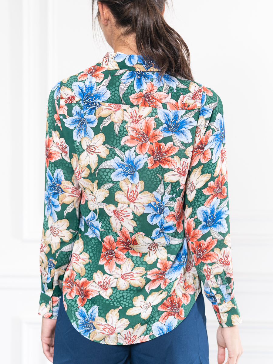 The Signature Shirt in Green Floral Watercolor